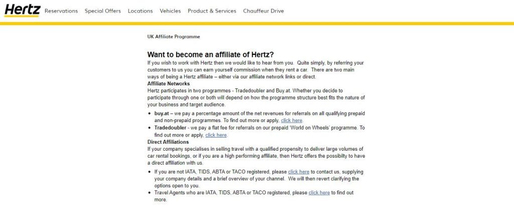 Hertz rental car Affiliate Programs