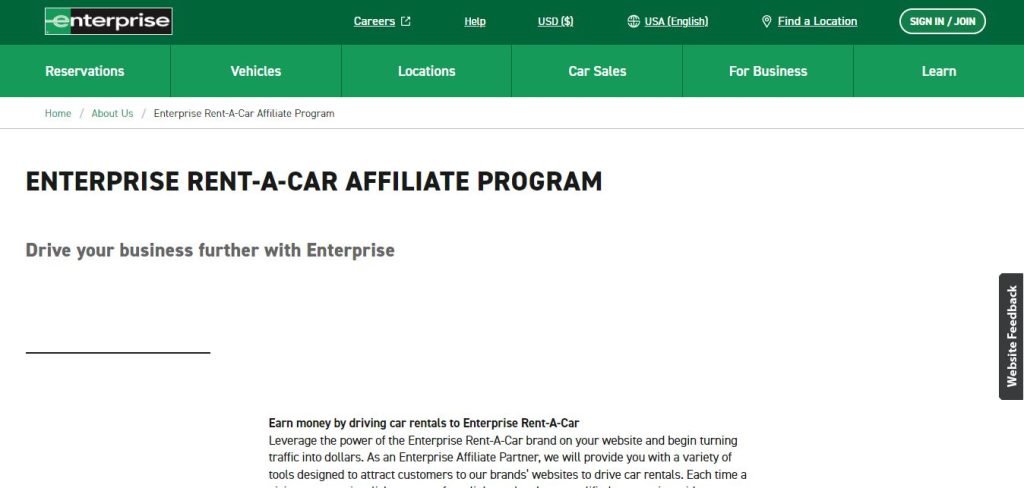 enterprise rental car Affiliate Programs