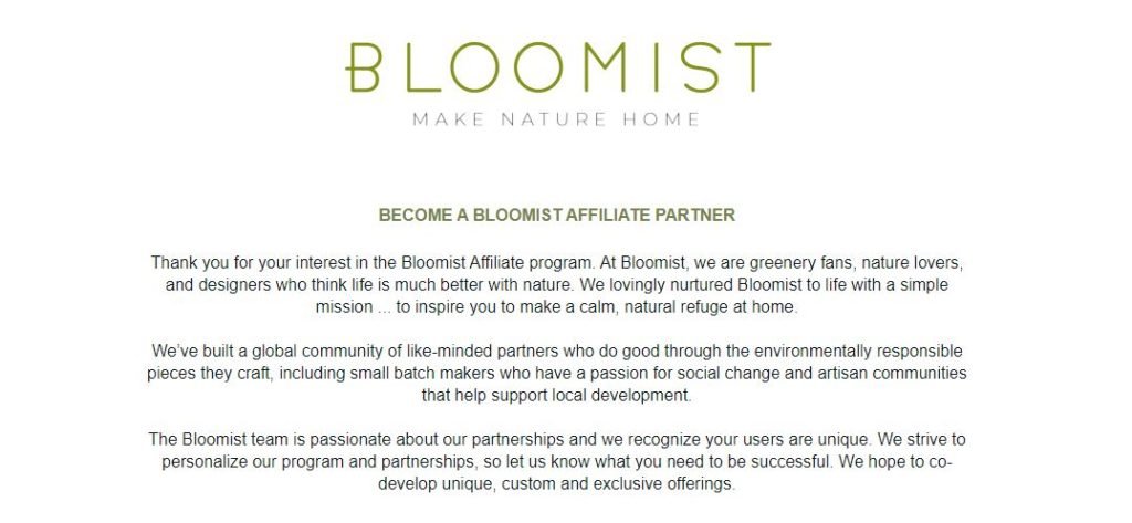 Bloomist Affiliate Program